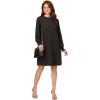 Adrianna Papell Women’s Printed Ruffle Neck Knit Dress(Black)