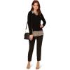 Adrianna Papell Women’s Printed V-Neck Twofer Sweater(Black W/Champblushsmartplaid)