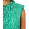Adrianna Papell Women’s Ruffle Mock Neck Tank(Emerald Sweet Ditsy)