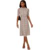 Adrianna Papell Women’s Ruffle Neck Short Sleeve Dress(Black)