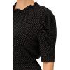 Adrianna Papell Women’s Ruffle Neck Short Sleeve Dress(Black/Ivory Outline Dot)