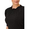 Adrianna Papell Women’s Ruffle Neck Short Sleeve Dress(Black/Ivory Outline Dot)