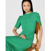 Adrianna Papell Women’s Ruffle Neck Short Sleeve Dress(Emerald Scattered Leaf)