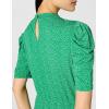 Adrianna Papell Women’s Ruffle Neck Short Sleeve Dress(Emerald Scattered Leaf)