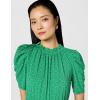 Adrianna Papell Women’s Ruffle Neck Short Sleeve Dress(Emerald Scattered Leaf)