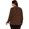 Adrianna Papell Women’s Ruffle Tieneck Long Sleeve Top(Black/Camel Basic Leopard)