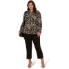 Adrianna Papell Women’s Ruffle Tieneck Long Sleeve Top(Black/Ivory Pretty Floral)