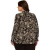 Adrianna Papell Women’s Ruffle Tieneck Long Sleeve Top(Black/Ivory Pretty Floral)
