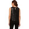 Adrianna Papell Women’s Sleeveless Sequin Top W Feather Trim Hem(Black)
