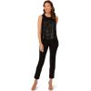 Adrianna Papell Women’s Sleeveless Sequin Top W Feather Trim Hem(Black)