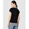 Adrianna Papell Women’s Solid Knit Twofer with Printed Woven Combo(Blackw/Black/Ivorysmall Stripe)
