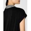 Adrianna Papell Women’s Solid Knit Twofer with Printed Woven Combo(Blackw/Black/Ivorysmall Stripe)