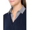 Adrianna Papell Women’s Solid Knit Twofer with Printed Woven Combo(Navy W/ Navy/Ivry Small Stripe)