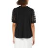 Adrianna Papell Women’s Solid Knit V-Neck Clip Dot Chiffon Top(Black)