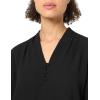 Adrianna Papell Women’s Solid Long Sleeve Blouse(Black)