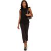 Adrianna Papell Women’s Solid Ruffle Neck Tank(Black)