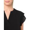 Adrianna Papell Womens Solid Short Ruffle Sleeve Popover Blouse(Black)