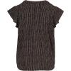 Adrianna Papell Women’s Solid Short Ruffle Sleeve Popover Blouse(Black/Ivory Sketch Stripe)