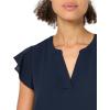 Adrianna Papell Womens Solid Short Ruffle Sleeve Popover Blouse(Blue Moon)
