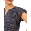 Adrianna Papell Women’s Solid Short Ruffle Sleeve Popover Blouse(Navy Ripple Stripe)
