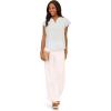 Adrianna Papell Women’s Solid Short Ruffle Sleeve Popover Blouse(Snow Globe)