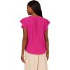Adrianna Papell Women’s Solid Short Ruffle Sleeve Popover Blouse(Tropical Fuchsia)