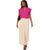 Adrianna Papell Women’s Solid Short Ruffle Sleeve Popover Blouse(Tropical Fuchsia)