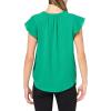 Adrianna Papell Womens Solid Short Ruffle Sleeve Popover Blouse(Vivid Green)