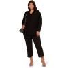 Adrianna Papell Women’s Textured Airflow V-Neck Johnny Collar Blouse(Black)