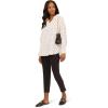 Adrianna Papell Women’s Textured Airflow V-Neck Johnny Collar Blouse(Ivory/Black Dotted Chain)