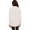 Adrianna Papell Women’s Textured Airflow V-Neck Johnny Collar Blouse(Ivory/Black Dotted Chain)