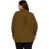 Adrianna Papell Women’s Textured Airflow V-Neck Johnny Collar Blouse(Olive Green)