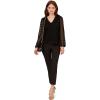 Adrianna Papell Women’s V Neck 3/4 Woven Bubble Sleeve Sweater(Black)