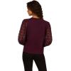 Adrianna Papell Women’s V Neck 3/4 Woven Bubble Sleeve Sweater(Plum)