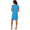 Adrianna Papell Women’s V Neck Double Pleated Sleeve Dress(Blue)