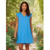 Adrianna Papell Women’s V Neck Double Pleated Sleeve Dress(Blue)