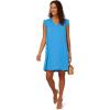 Adrianna Papell Women’s V Neck Double Pleated Sleeve Dress(Blue)