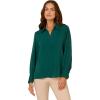 Adrianna Papell Women’s Long Sleeve Open V-Neck Collar Silky Woven Blouse(Botanical Garden)