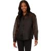 Adrianna Papell Women’s Organza Woven Button Down Top W/Shell Buttons(Black)