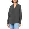 Adrianna Papell Women’s Printed Button V-Neck Blouse(Black/Ivory Small Dot)