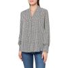 Adrianna Papell Women’s Printed Button V-Neck Blouse(Ivory/Black Sketch Geo)