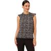 Adrianna Papell Women’s Ruffle Mock Neck Tank(Black Abstract Spots)