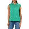 Adrianna Papell Women’s Ruffle Mock Neck Tank(Emerald Sweet Ditsy)