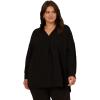Adrianna Papell Women’s Textured Airflow V-Neck Johnny Collar Blouse(Black)