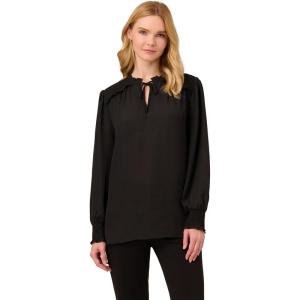 Adrianna Papell Women’s Aed Ruffle Tie Top(Black)