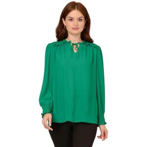 Adrianna Papell Women’s Aed Ruffle Tie Top(Emerald)