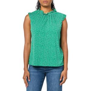 Adrianna Papell Women’s Ruffle Mock Neck Tank(Emerald Sweet Ditsy)