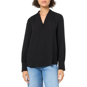 Adrianna Papell Women’s Solid Long Sleeve Blouse(Black)