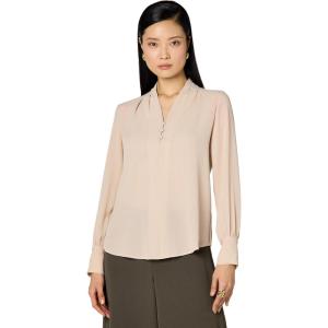 Adrianna Papell Women’s Solid Long Sleeve Blouse(Champagne Blush)