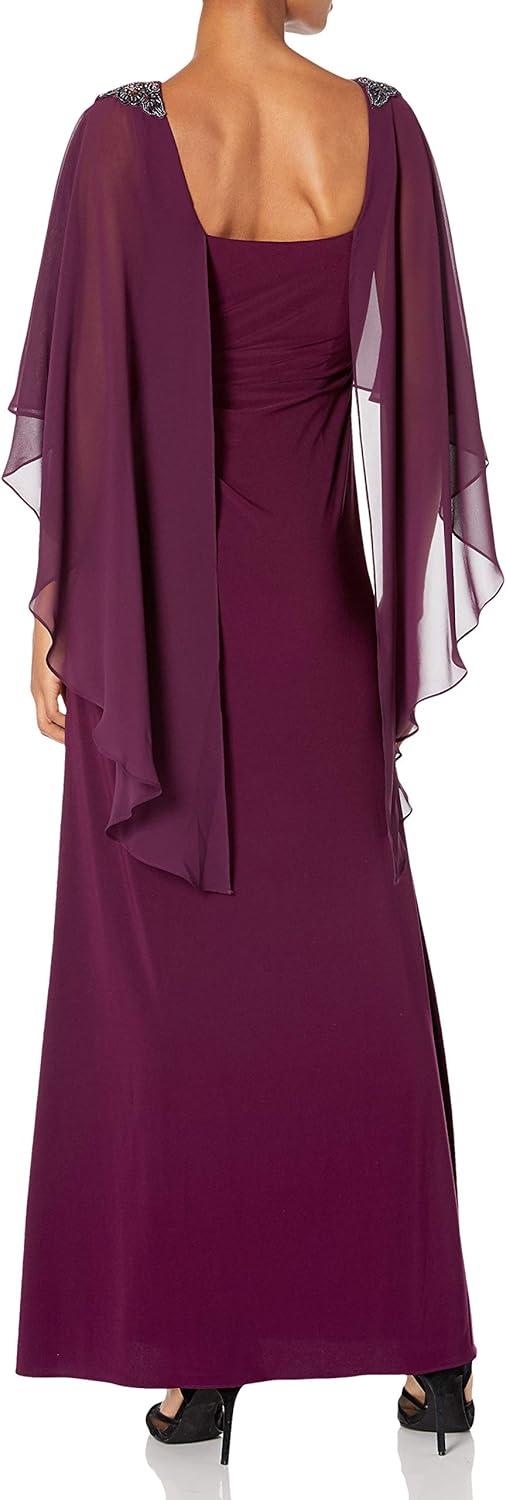 image:imageAdrianna Papell Womens Chiffon Capelet Jersey GownShiraz